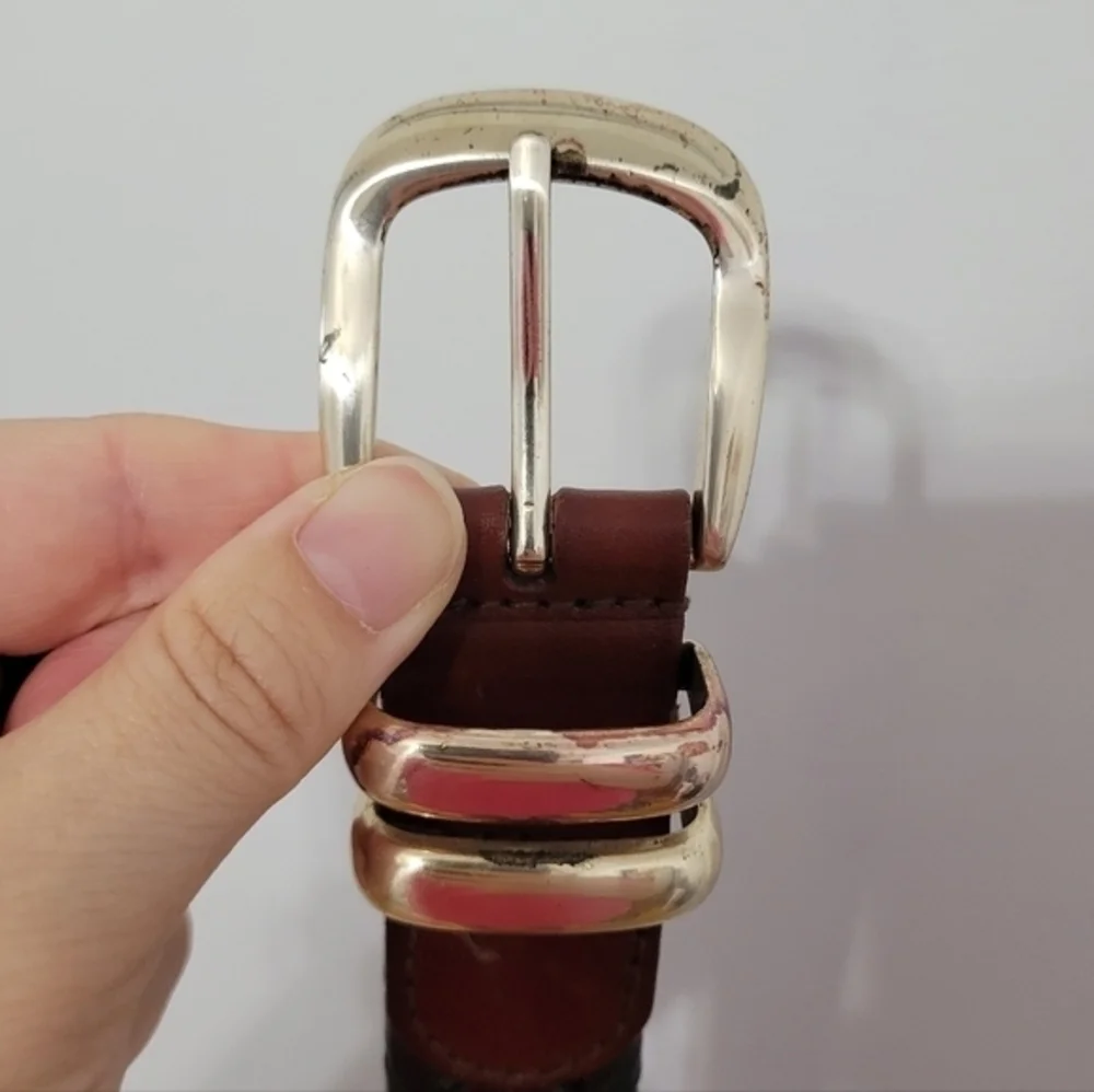 Fossil Men's Two-Tone Braided Leather Belt‎ Size 42 Dark Brown 105cm
